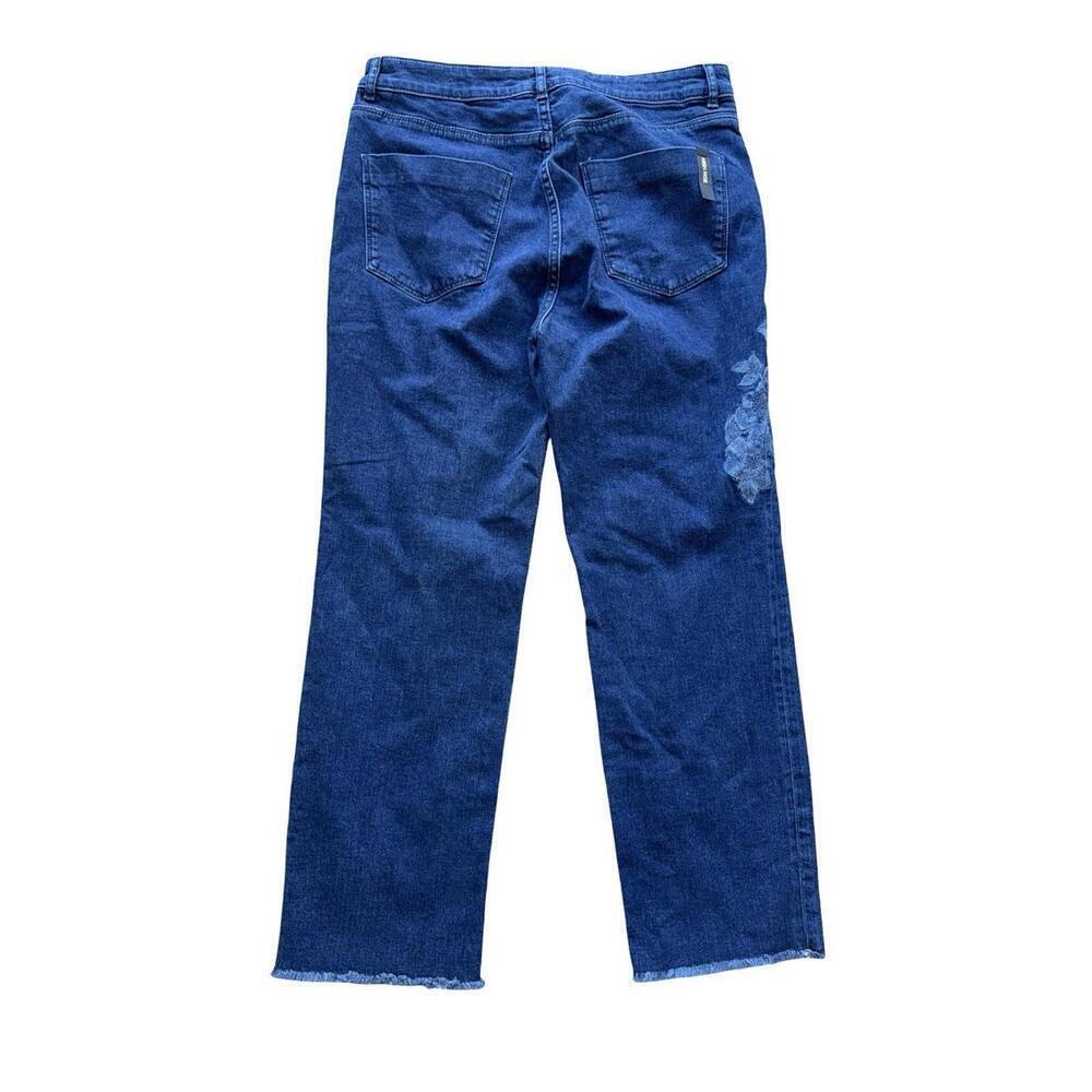 MASSIMO DUTTI Womens Engraved Flowers High Rise Straight Leg Stretch Jeans 8 New - Picture 5 of 5